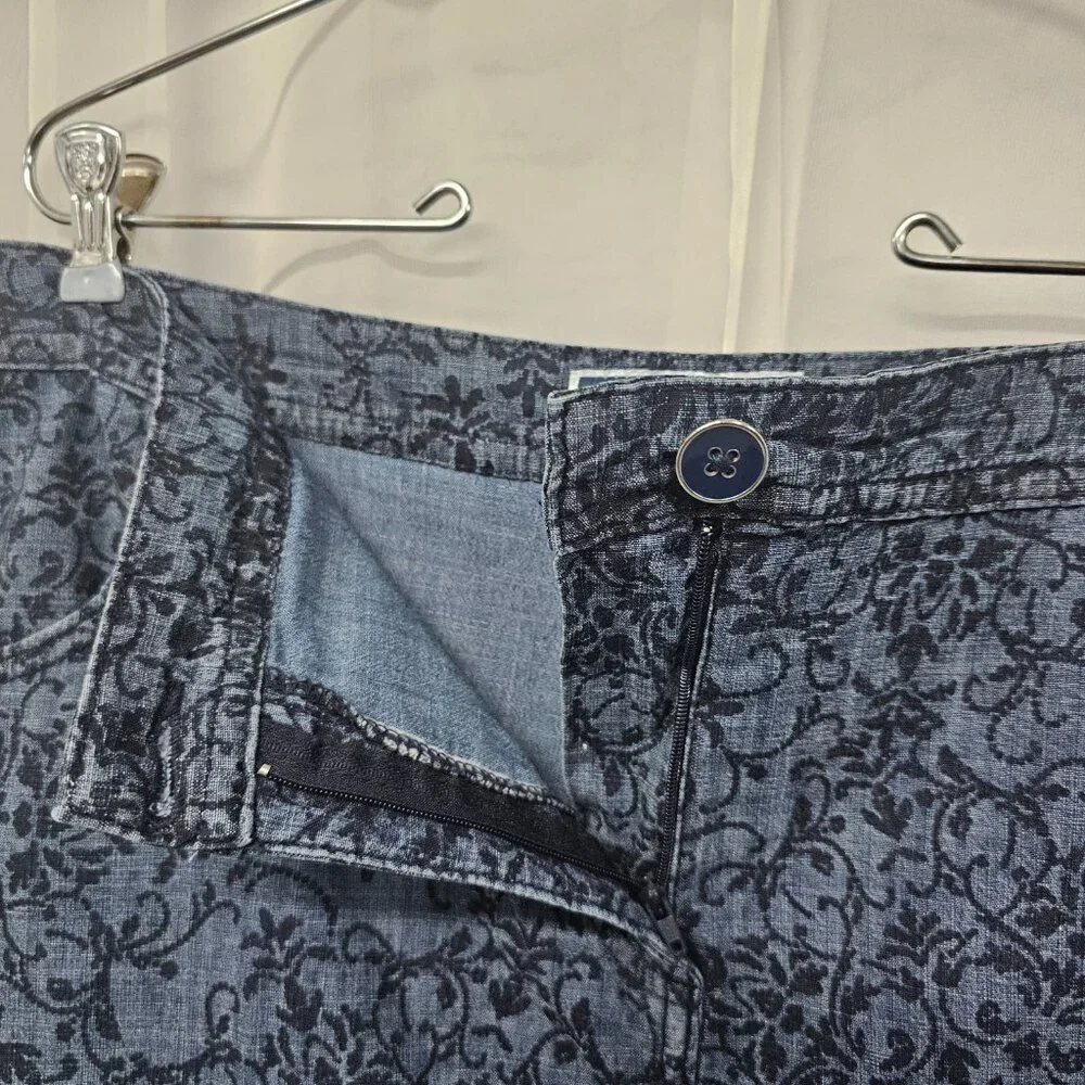 Karen Scott Blue Chambray Floral Skort Mini Boho Cottagecore 18 - Picture 5 of 10